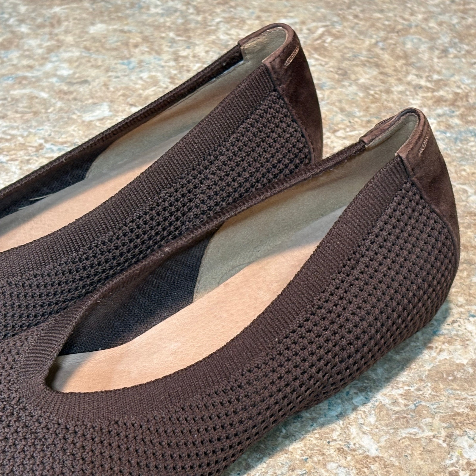 Eileen Fisher Seam Stretch Slip On Chocolate Brown Suede Stretch Flats Size 6.5 — image 4 of 8